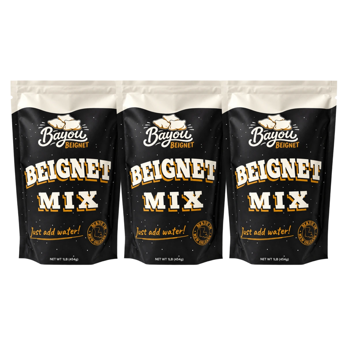 3 updated Bayou Beignet Mix pouches