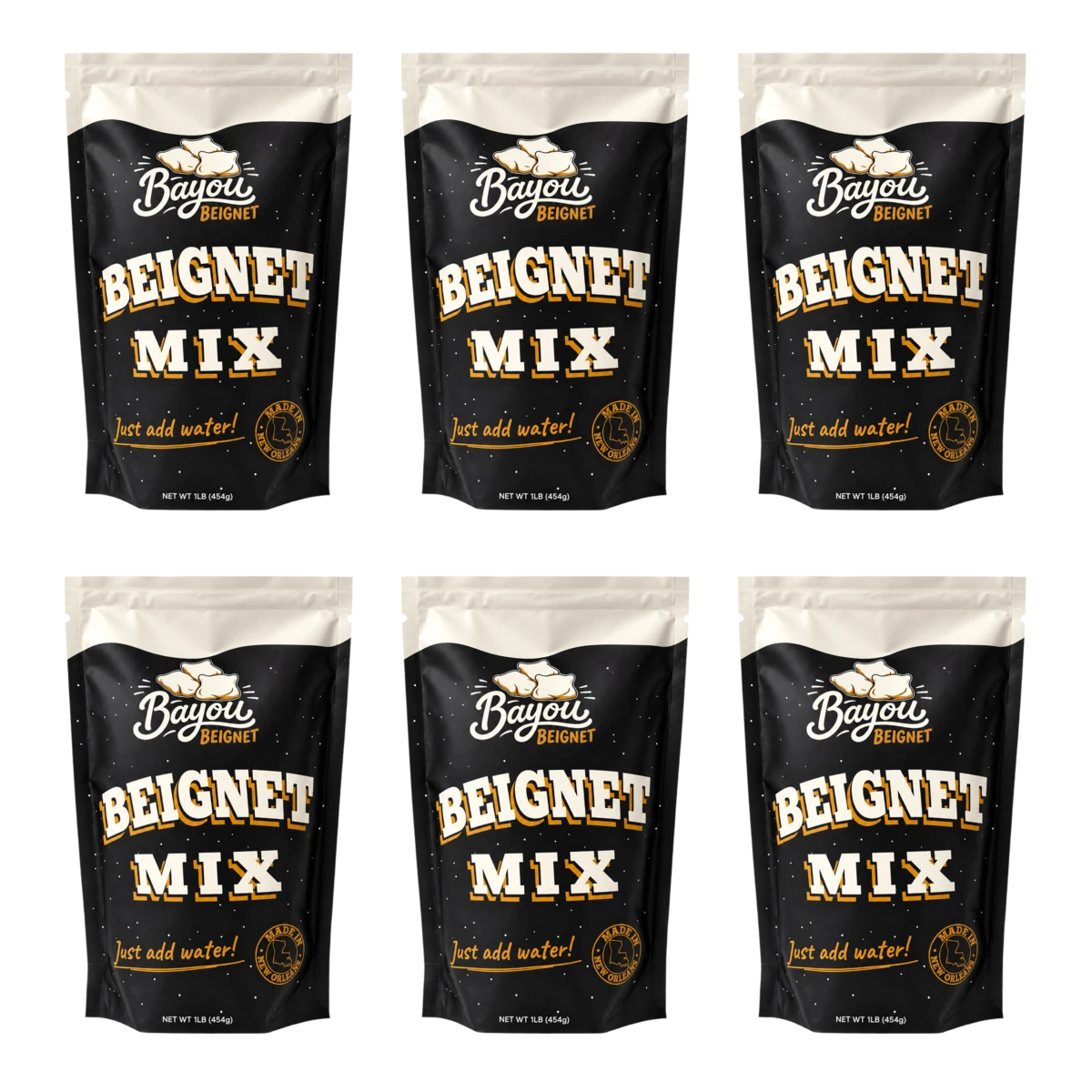 6 updated Bayou Beignet Mix pouches